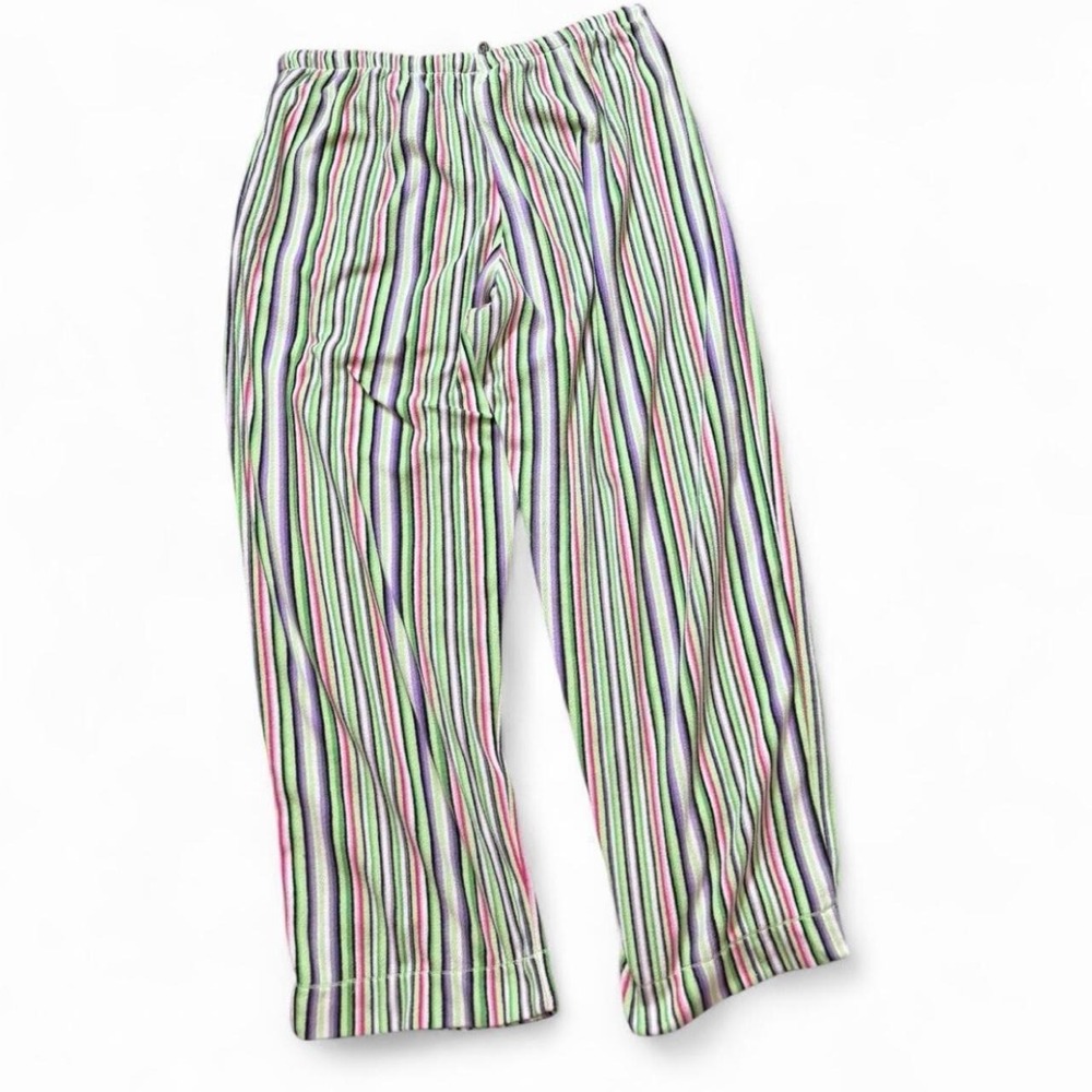 Colorful Vertical Striped Pajama Pants, Women's Size L